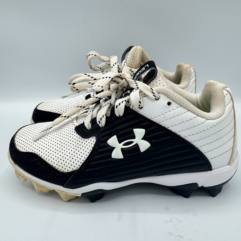 Under Armour Leadoff Youth Jr Baseball Cleats 13K Black White Molded 3023449-100
